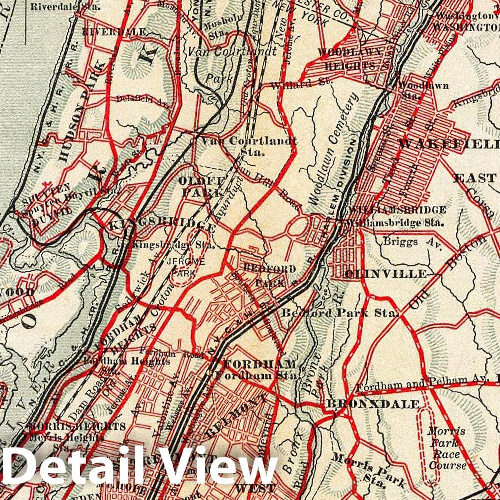 Historic Map : Harlem-Yonkers-Pelham Manor., 1895, Vintage Wall Decor