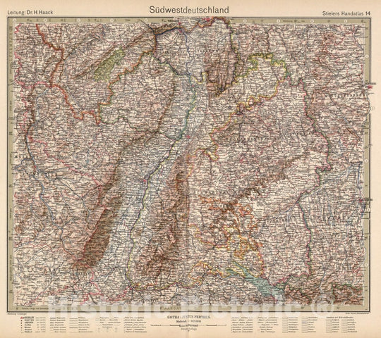 Historic Map : 14. Sudwestdeutschland. South-Western Germany, 1925 Atlas - Vintage Wall Art