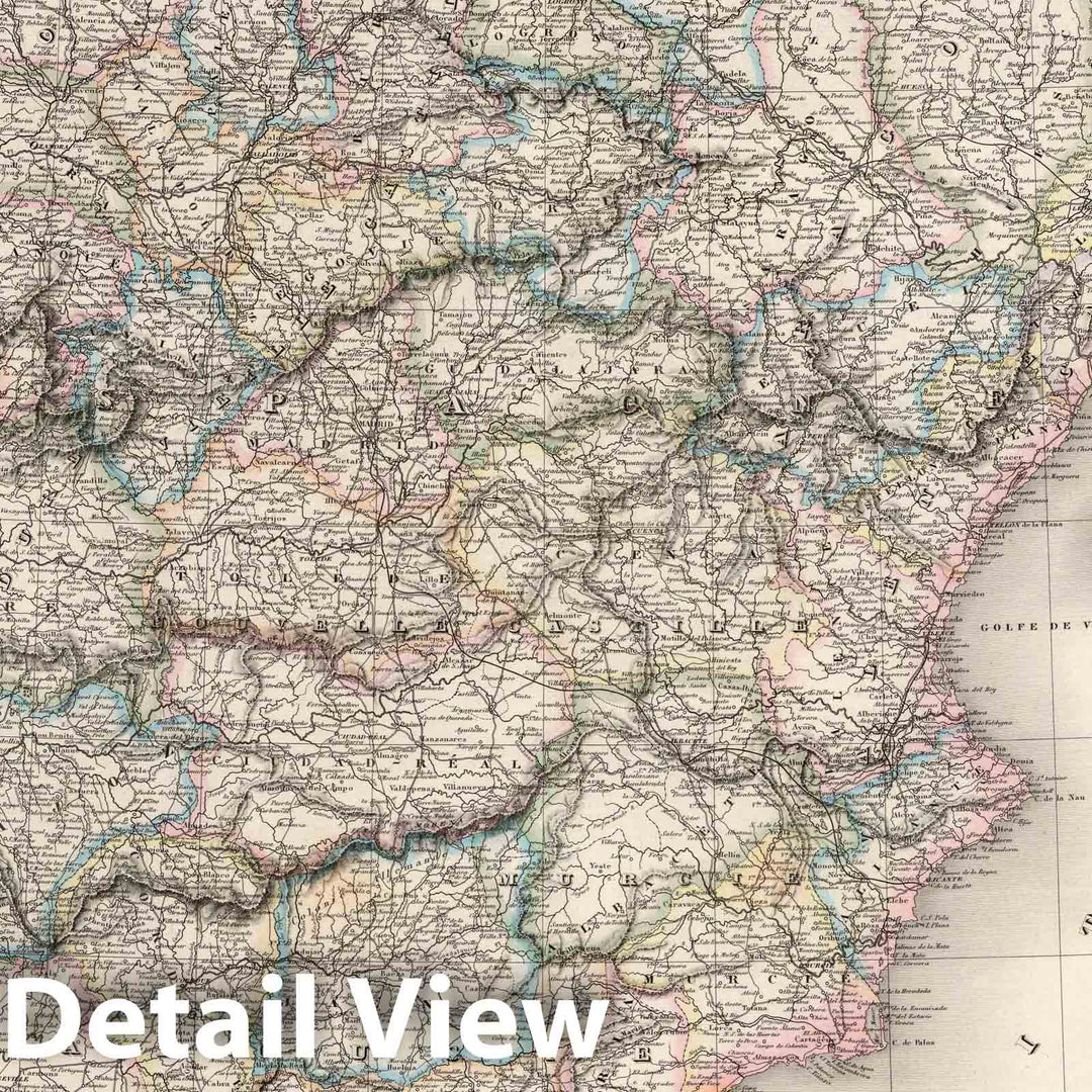 Historic Map : Spain, Espagne & Portugal : Dresse par A.H. Dufour. Gravee par Ch. Dyonnet 1863. Paris, Armand Le Chevalier, Rue Richelieu, 60, 1863, Vintage Wall Art