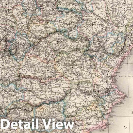 Historic Map : Spain, Espagne & Portugal : Dresse par A.H. Dufour. Gravee par Ch. Dyonnet 1863. Paris, Armand Le Chevalier, Rue Richelieu, 60, 1863, Vintage Wall Art