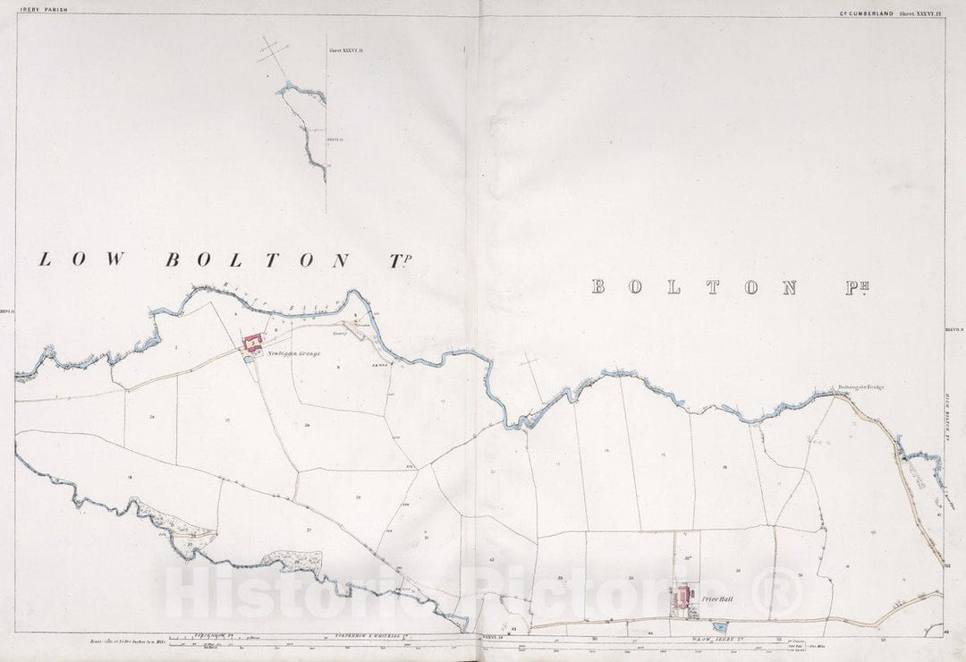 Historic Map : Ireby Parish. Co. Cumberland. Sheet XXXVI.12, 1865 Atlas - Vintage Wall Art