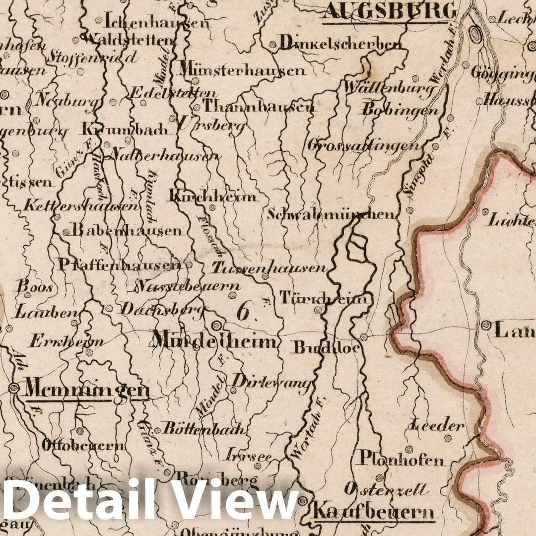 Historic Map : Germany, Bavaria , Germany V.2: 6-10: VI: I. Baiern: 6. Oberdonaukreis, 1825 Atlas , Vintage Wall Art