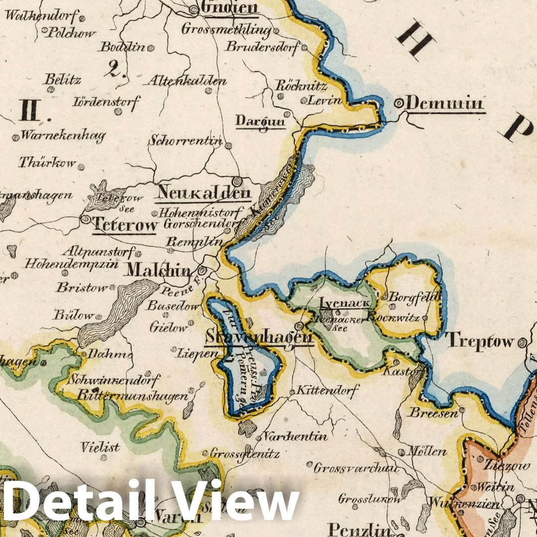 Historic Map : Germany, V. 2:6-10: VII. IX: Mecklenburg. I. Das Grossh: Mecklenb: Schwerin II. Strelitz, 1825 Atlas v2 , Vintage Wall Art