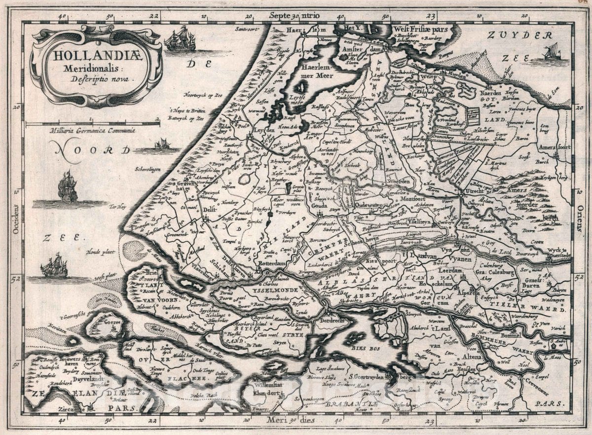 Historic Map : Netherlands, Hollandiae meridionalis descriptio nova, 1636 Atlas , Vintage Wall Art