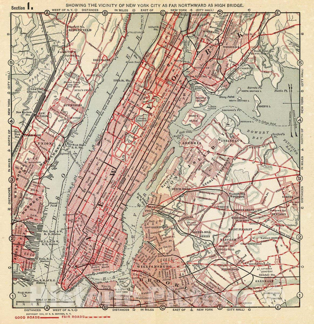 Historic Map : New York City., 1895, Vintage Wall Decor