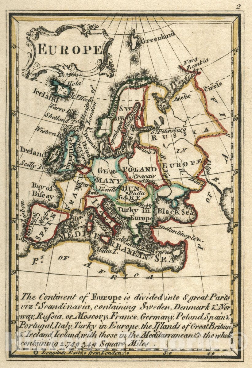 Historic Map : Europe. (to accompany) Atlas Minimus or a New Set of Pocket Maps of The Several Empires, Kingdoms and States of The Known World, 1758 Atlas - Vintage Wall Art