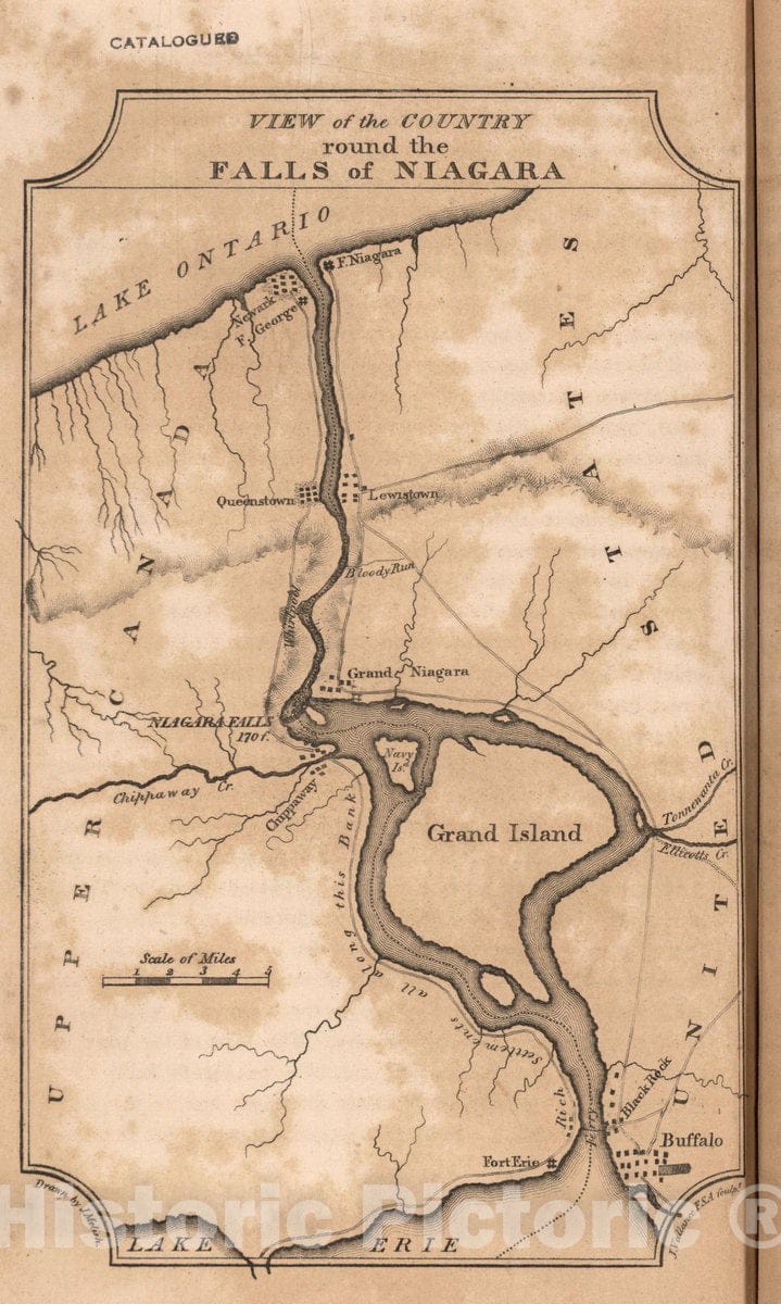 Historic Map : 1813 National Atlas - View of The Country Round The Falls of Niagara. - Vintage Wall Art