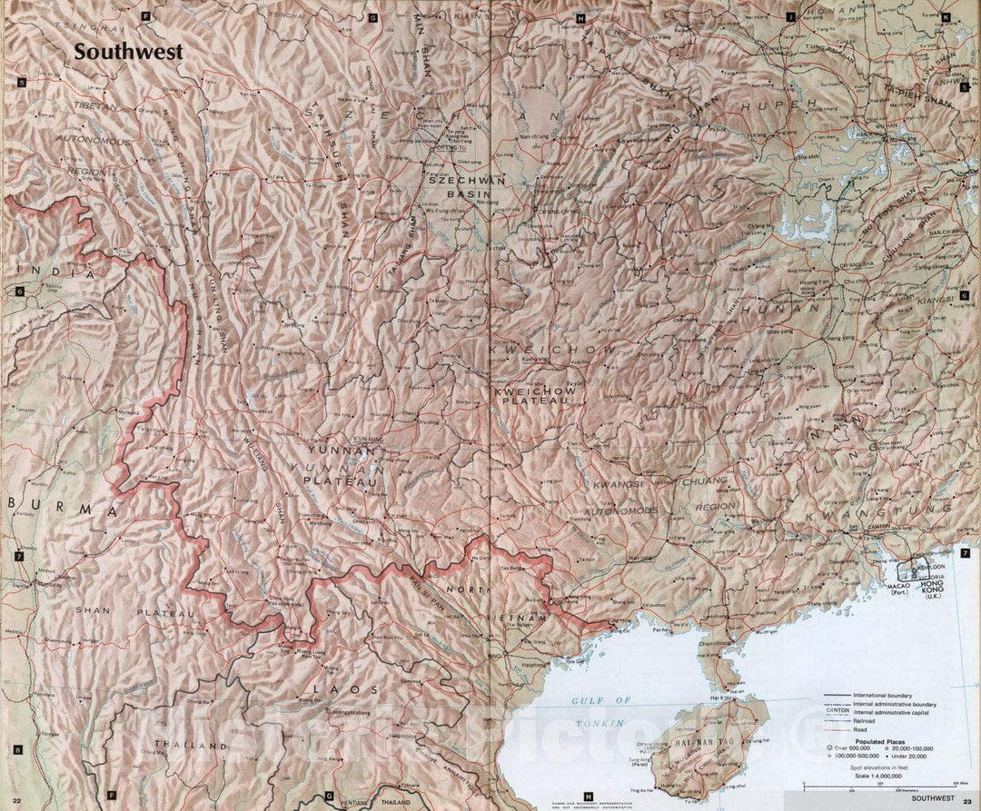 Historic Map : Southwest. (to accompany) People's Republic of China - Atlas. November 1971. Central Intelligence Agency, 1971 Atlas - Vintage Wall Art