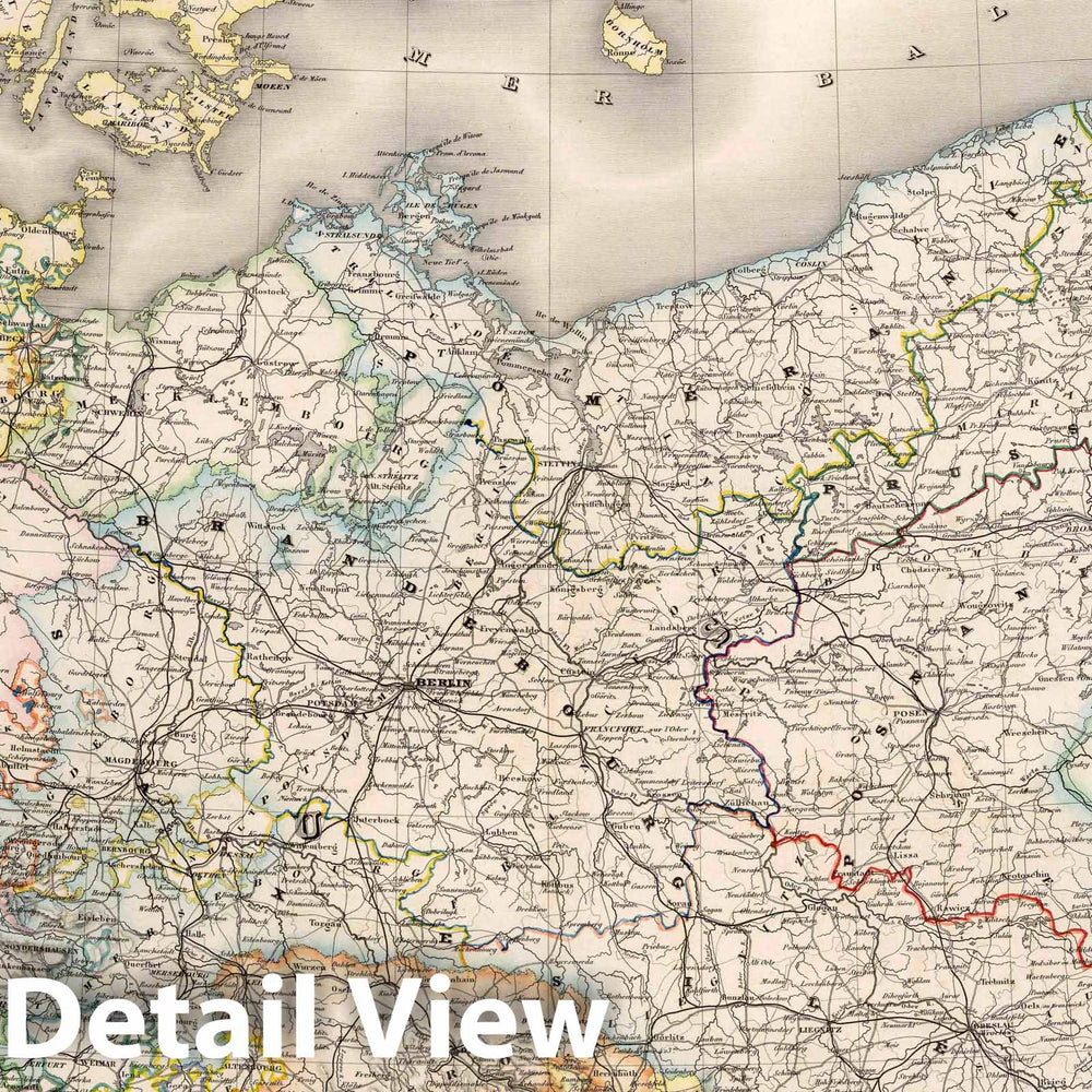 Historic Map : Prussia , Germany, Monarchie Prussienne :1863., Vintage Wall Art