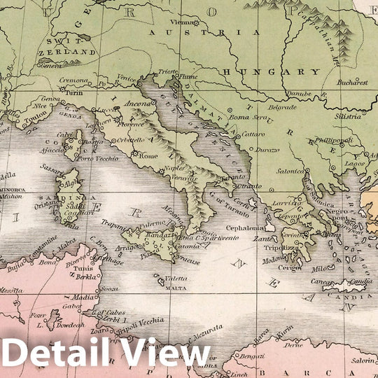 Historic Map : Mediterranean Sea. A Comprehensive Atlas, Geographical, Historical & Commercial, 1838 Atlas - Vintage Wall Art