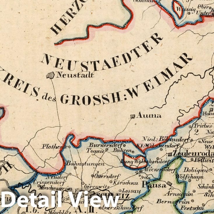 Historic Map : Germany, V.2:6-10:VIII. Parts: XVIII. Reuss. Laender der Fursten Reuss, 1825 Atlas , Vintage Wall Art