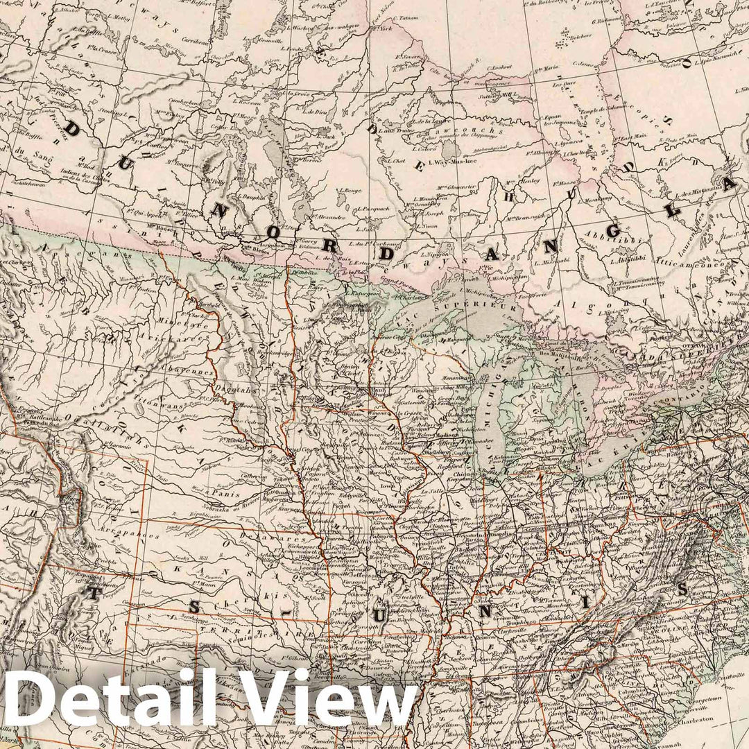 Historic Map : Amerique du Nord : Dresse par A.H. Dufour. Gravee par Ch. Dyonnet, 1864. Armand Le Chevalier, 60, Rue Richelieu, Paris. La Lettre gravee par Deletre, 1864Vintage Wall Art