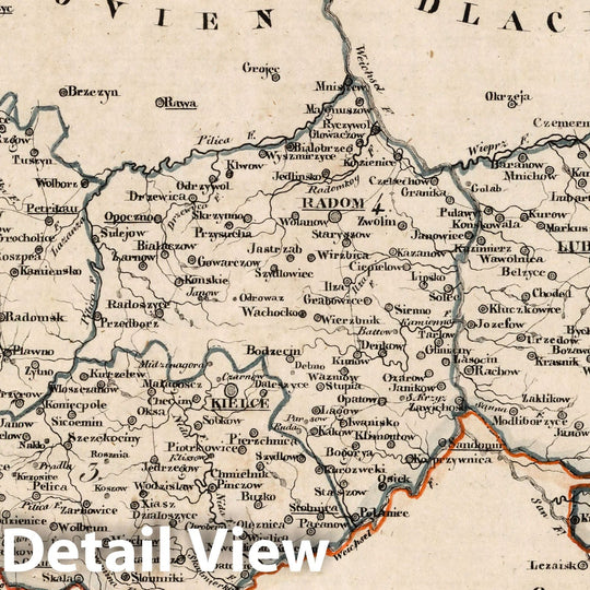 Historic Map : Poland, V.3:11-15:XIV. Polen. Woiwodschaft: 2-5, und Rep: Krakau, 1829 Atlas , Vintage Wall Art