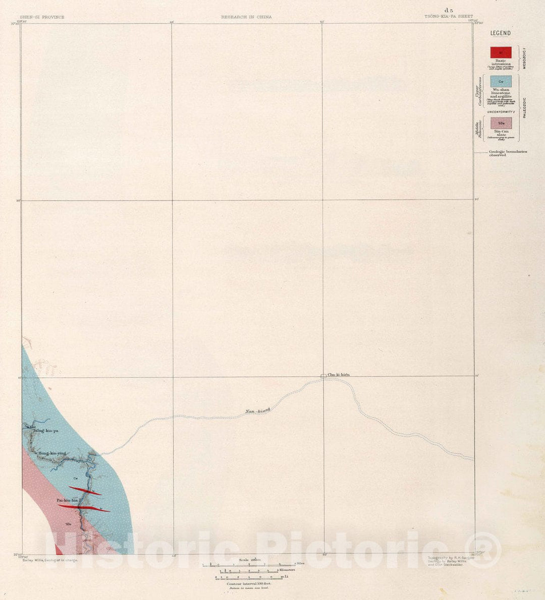 Historic Map : China, d-5. Tsong-Kia-Pa Sheet, 1906 Geologic Atlas , Vintage Wall Art