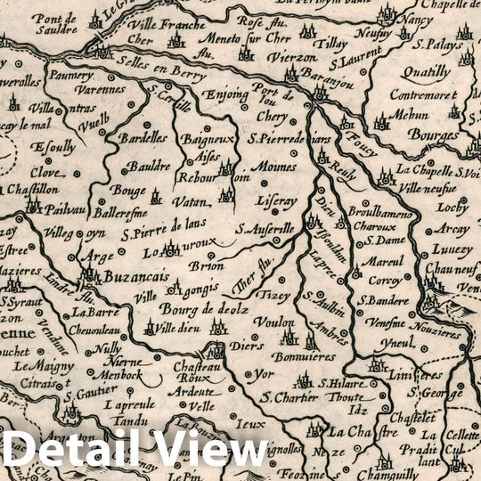 Historic Map : France, Biturigum Ducatus. Atlas sive Cosmographicae Meditationes de Fabrica Mundi et fabricati Figura, 1636 Atlas , Vintage Wall Art