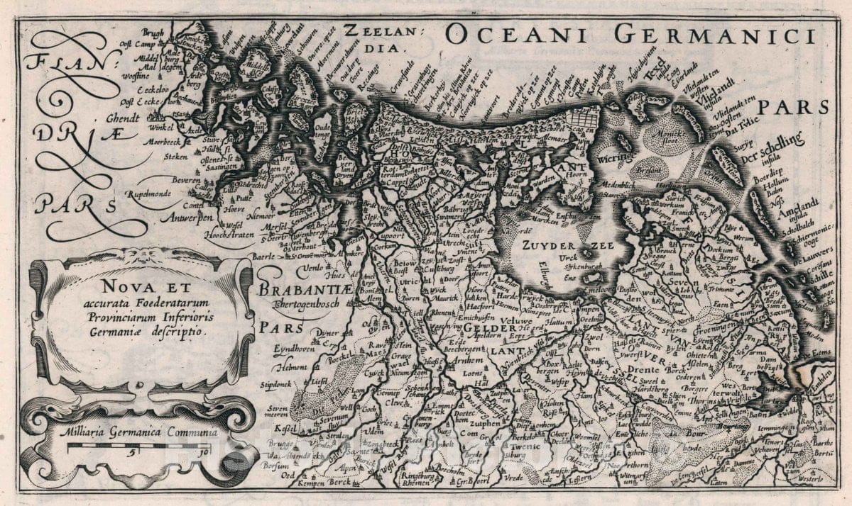 Historic Map : Netherlands, 1636 Nova et accurata Foederatarum Provinciarum Inferioris Germaniae descriptio , Vintage Wall Art