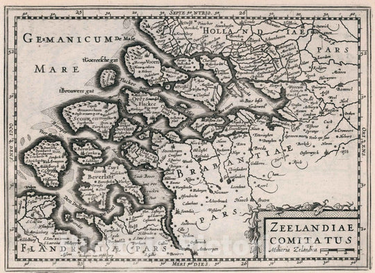 Historic Map : Netherlands, Zeelandiae Comitatus. Atlas sive Cosmographicae Meditationes de Fabrica Mundi et fabricati Figura, 1636 Atlas , Vintage Wall Art