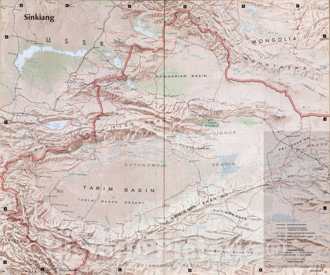 Historic Map : Sinkiang. (to accompany) People's Republic of China - Atlas. November 1971. Central Intelligence Agency, 1971 Atlas - Vintage Wall Art