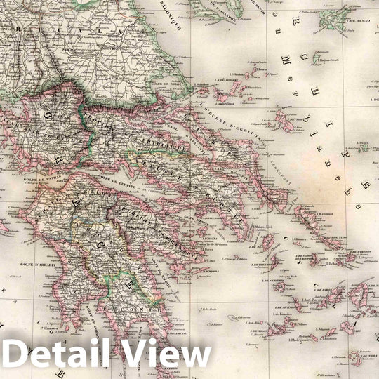 Historic Map : Greece, Grece Moderne, 1863. Armand Le Chevalier, Vintage Wall Art