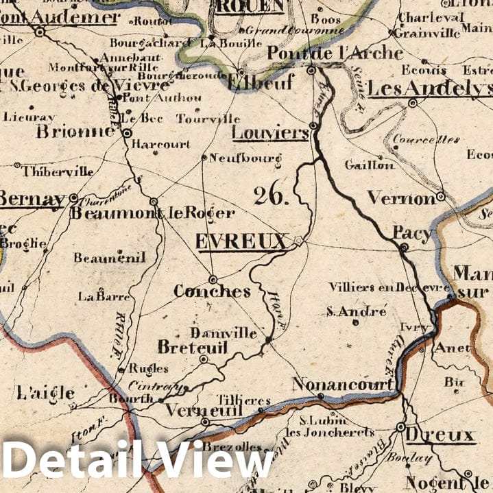 Historic Map : France, V.1:1-5: I: Frankreich. DEP: 25. Der Nider Seine. 26. Eure. 40. Eure u: Loir, 1825 Atlas , Vintage Wall Art