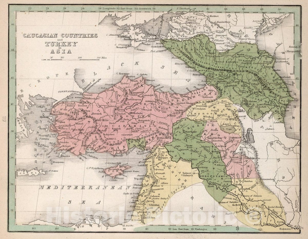 Historic Map : Caucasian Countries and Turkey in Asia, 1838 Atlas - Vintage Wall Art