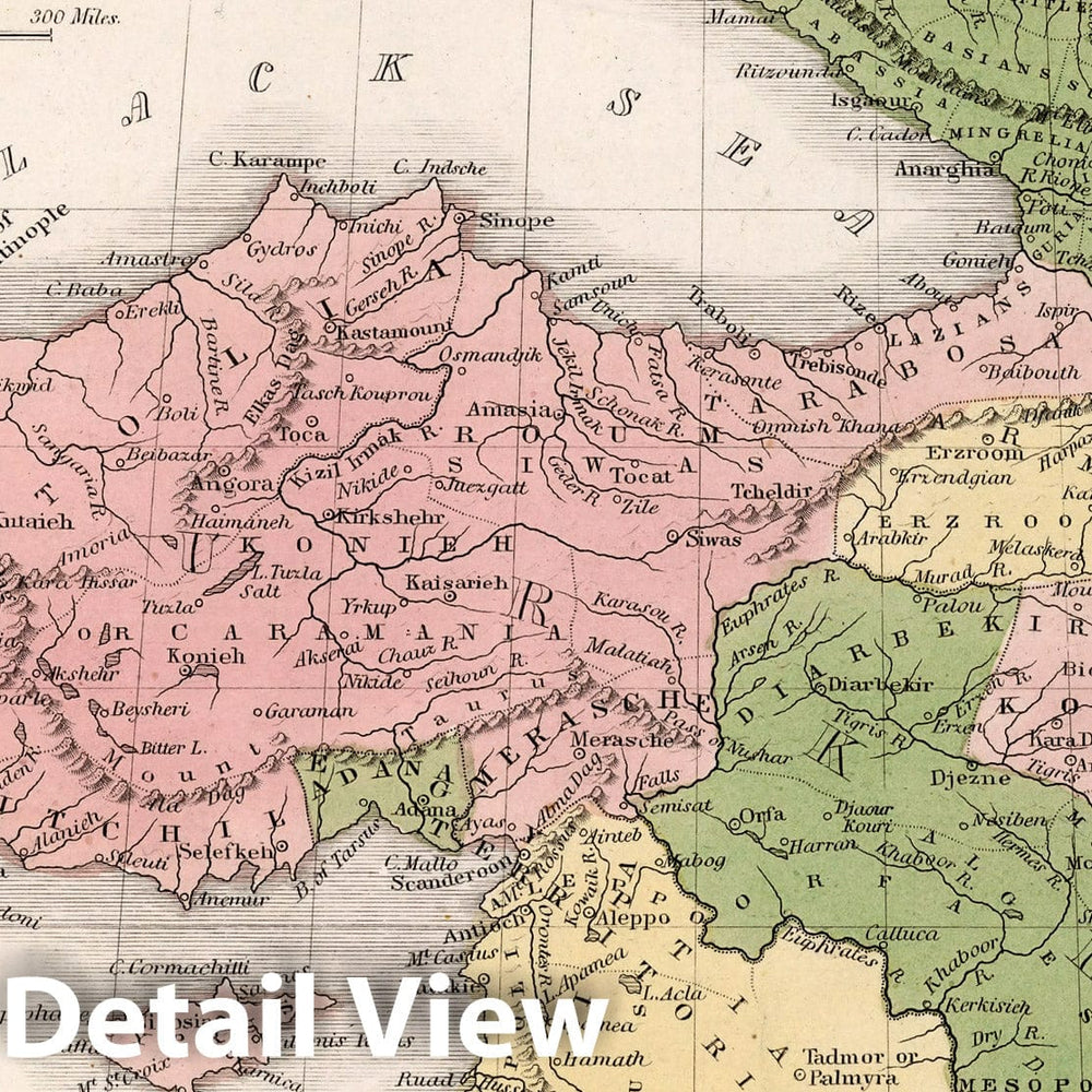 Historic Map : Caucasian Countries and Turkey in Asia, 1838 Atlas - Vintage Wall Art