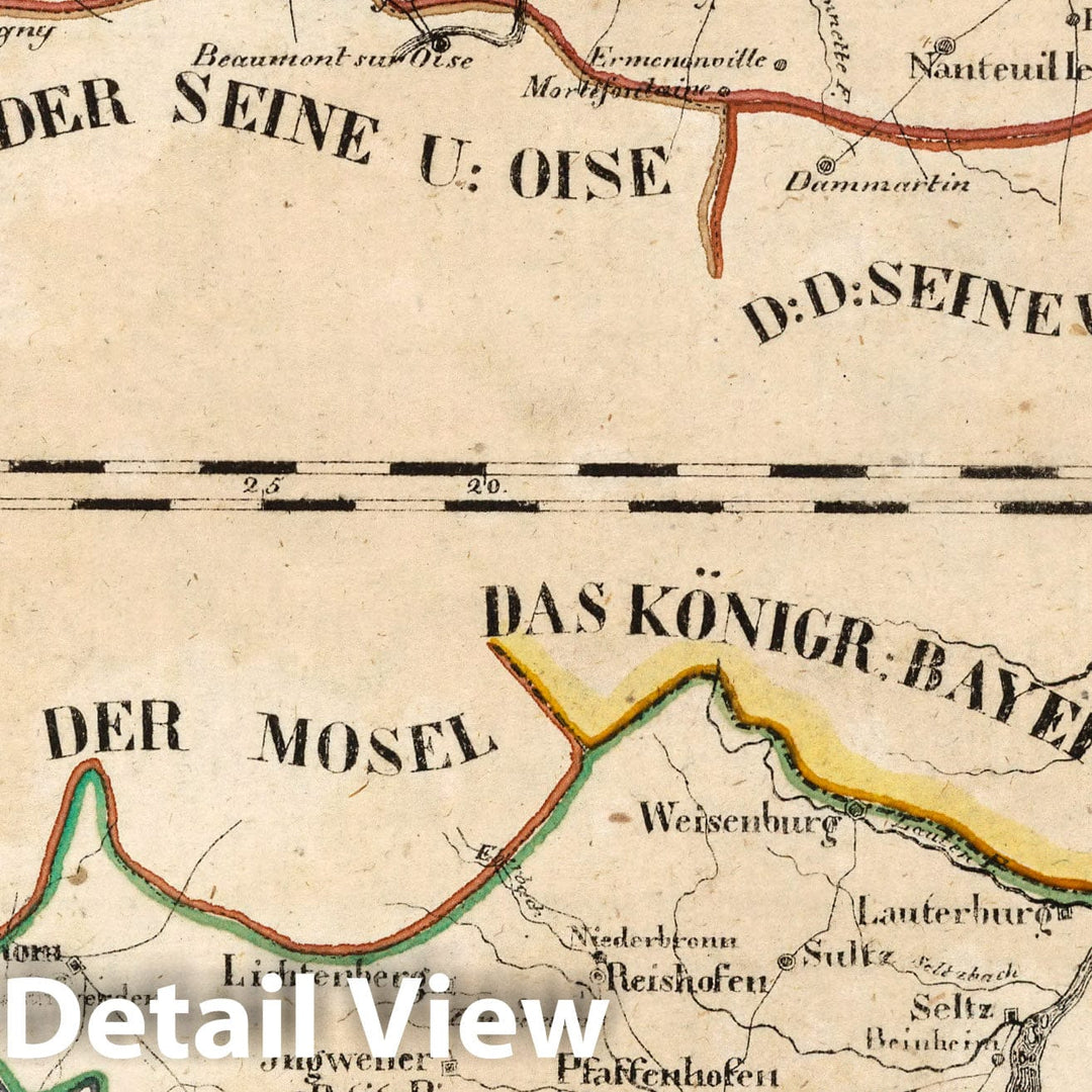 Historic Map : France, V.1:1-5: I: Frankreich. DEP: 4. Der Oise. (with) DEP: 17. Niederrheins, 1825 Atlas , Vintage Wall Art