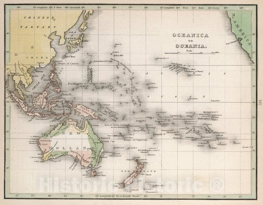 Historic Map : Oceanica or Oceania. A Comprehensive Atlas, Geographical, Historical & Commercial, 1838 Atlas - Vintage Wall Art