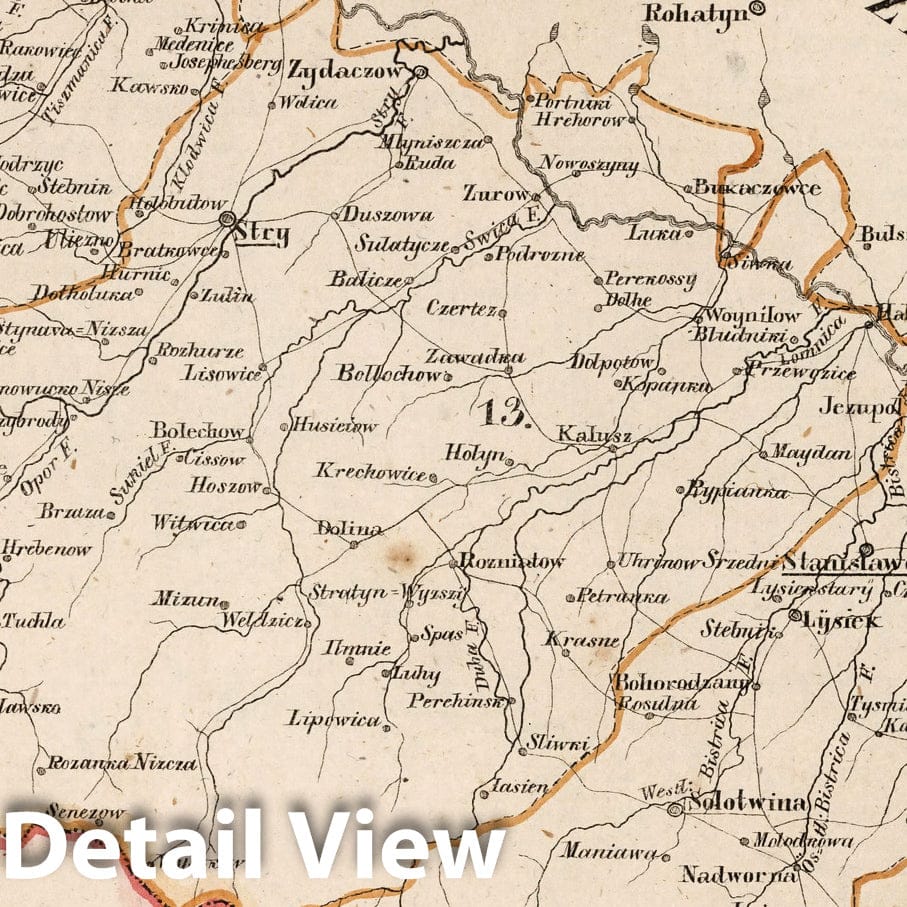 Historic Map : Austria, Eastern Europe V.3:11-15:XI:1.Oesterreich. B. Galizische Erbestaaten Koenigr: Galizien Kreis, 1828 Atlas v5 , Vintage Wall Art