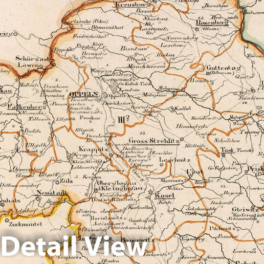 Historic Map : Prussia , Germany, V.2:6-10:IX. Preussen. III. Prov: Schlesien. Reg: Bez: 2. Oppeln, 1825 Atlas , Vintage Wall Art