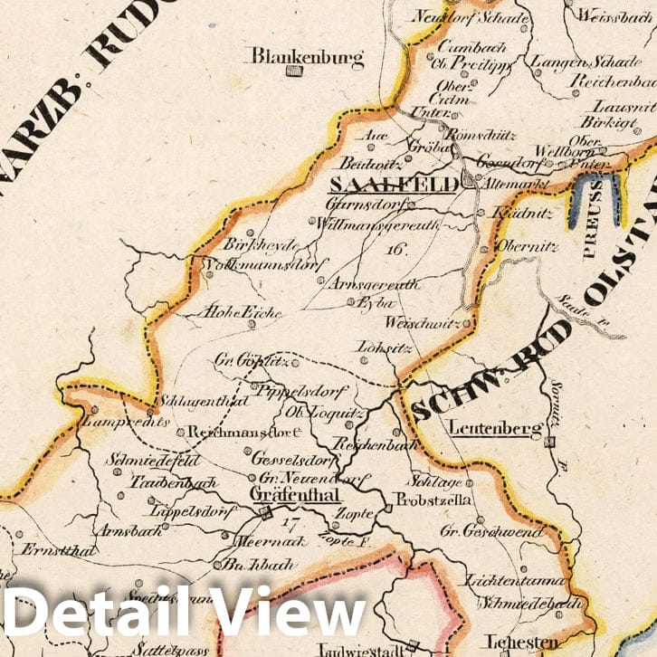 Historic Map : Germany, V.2:6-10:VIII. Herzogthum Meiningen Hilburghausen: die Aemter: 8-9, 14, 16-17, 1825 Atlas , Vintage Wall Art