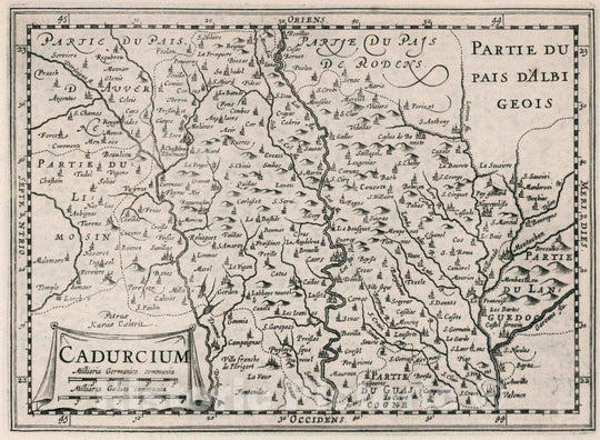 Historic Map : France, Cadurcium. Atlas sive Cosmographicae Meditationes de Fabrica Mundi et fabricati Figura, 1636 Atlas , Vintage Wall Art