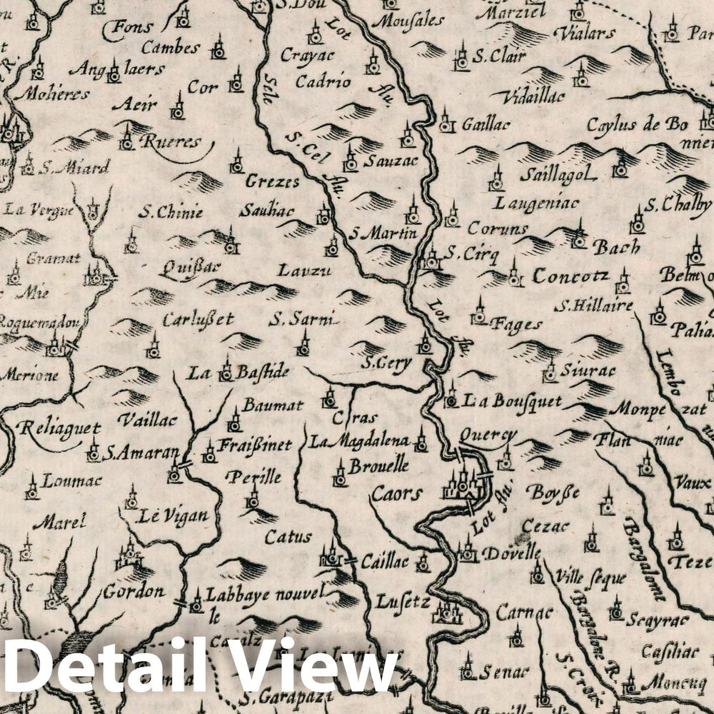 Historic Map : France, Cadurcium. Atlas sive Cosmographicae Meditationes de Fabrica Mundi et fabricati Figura, 1636 Atlas , Vintage Wall Art