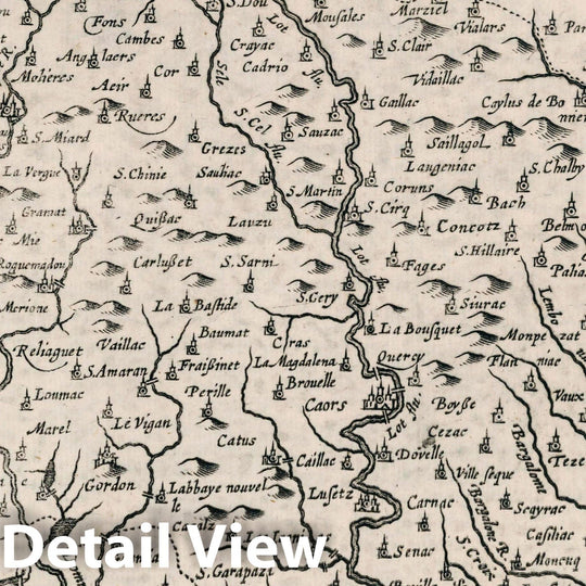 Historic Map : France, Cadurcium. Atlas sive Cosmographicae Meditationes de Fabrica Mundi et fabricati Figura, 1636 Atlas , Vintage Wall Art