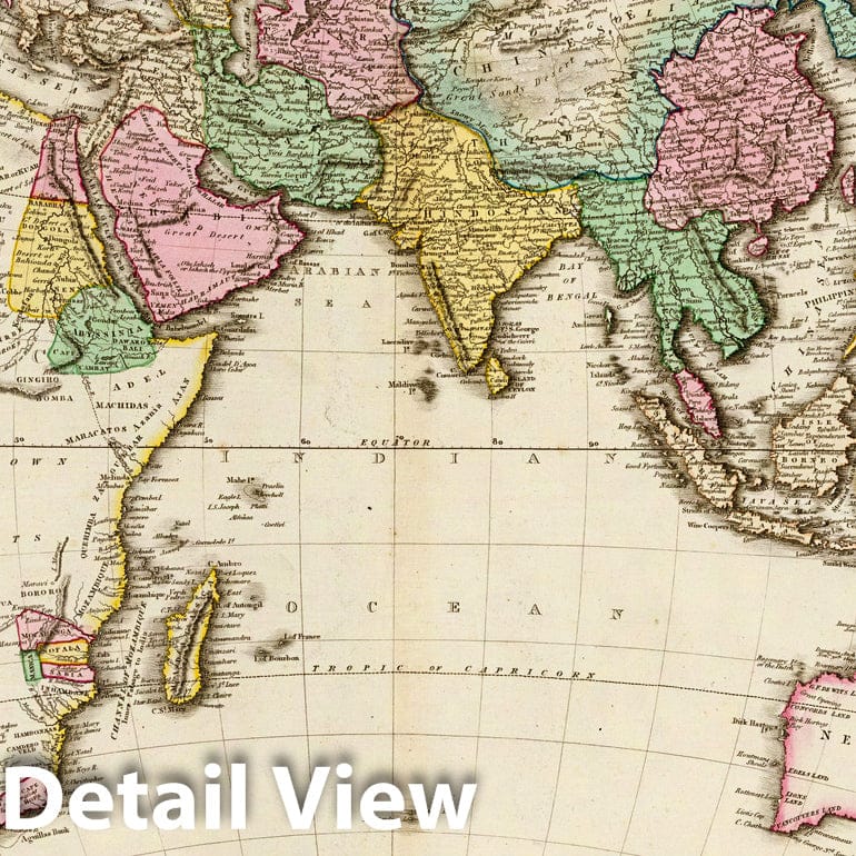 Historic Map : Eastern Hemisphere., 1815, Vintage Wall Decor