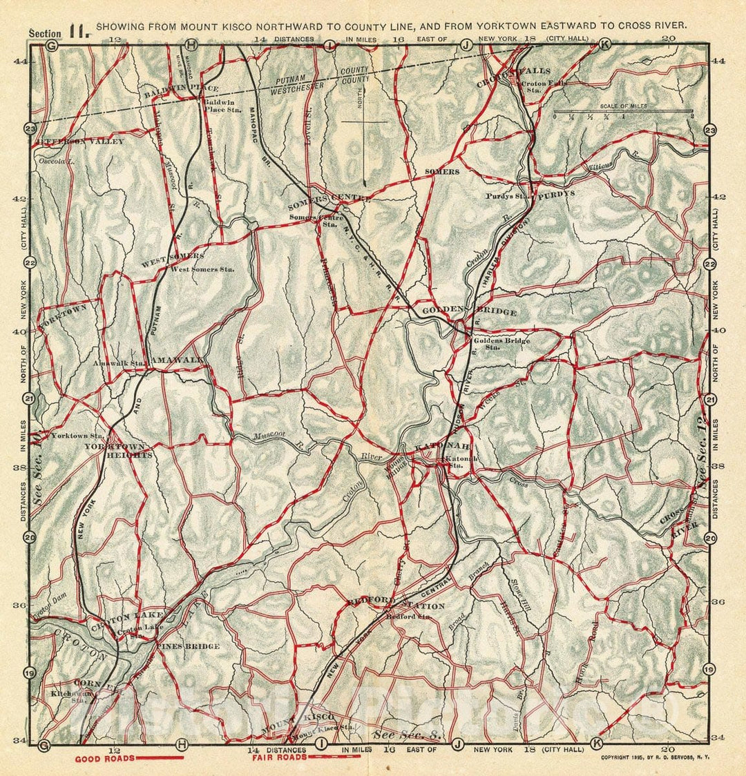 Historic Map : Mt. Kisco-Yorktown-Cross River., 1895, Vintage Wall Decor