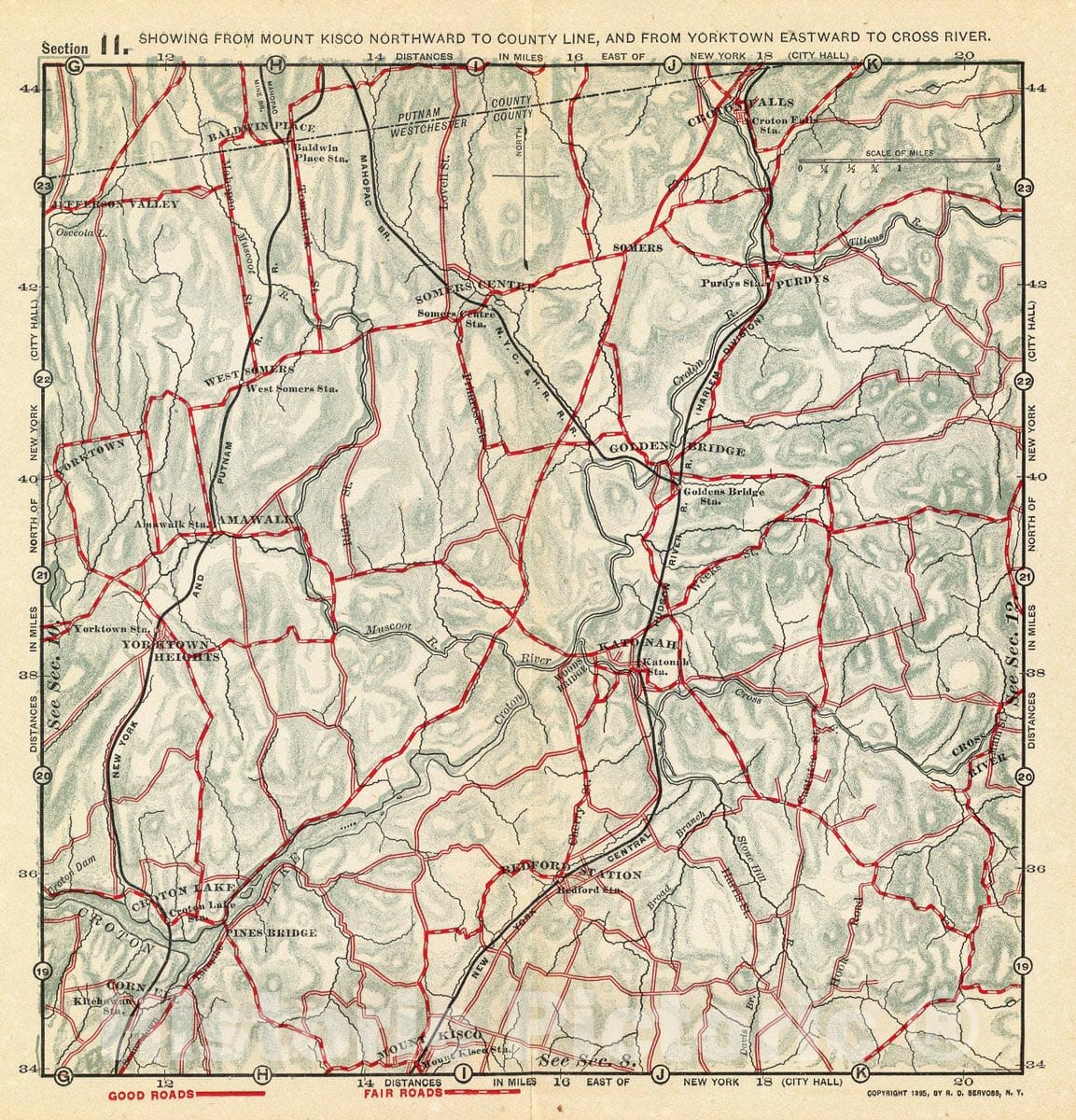 Historic Map : Mt. Kisco-Yorktown-Cross River., 1895, Vintage Wall Decor