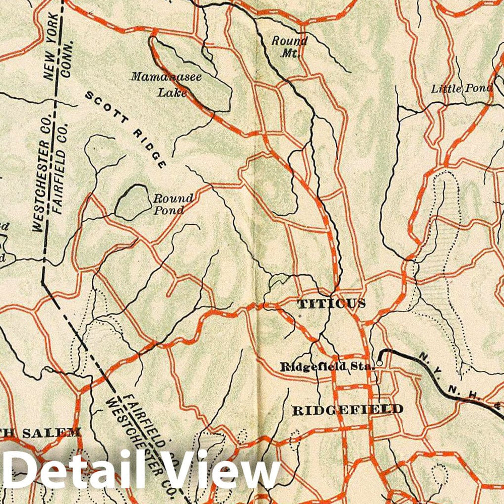 Historic Map : Trinity Lake-Ridgebury-Cross River-Bethel., 1902, Vintage Wall Decor