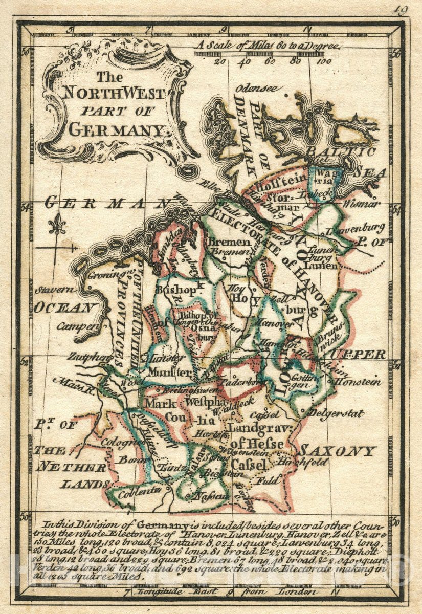 Historic Map : 1758 The North West Part of Germany - Vintage Wall Art