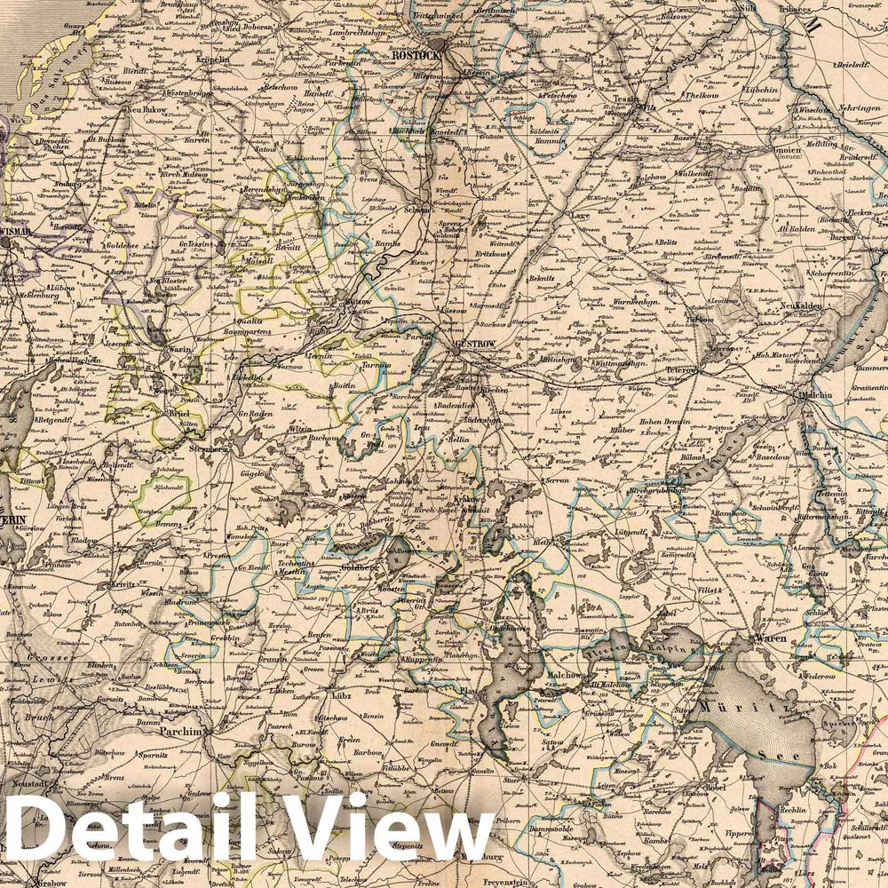 Historic Map : Germany, Schwerin Region Die Grossherzogthumern Mecklenburg-Schwerin und Mecklenburg-Strelitz, 1866 Atlas , Vintage Wall Art