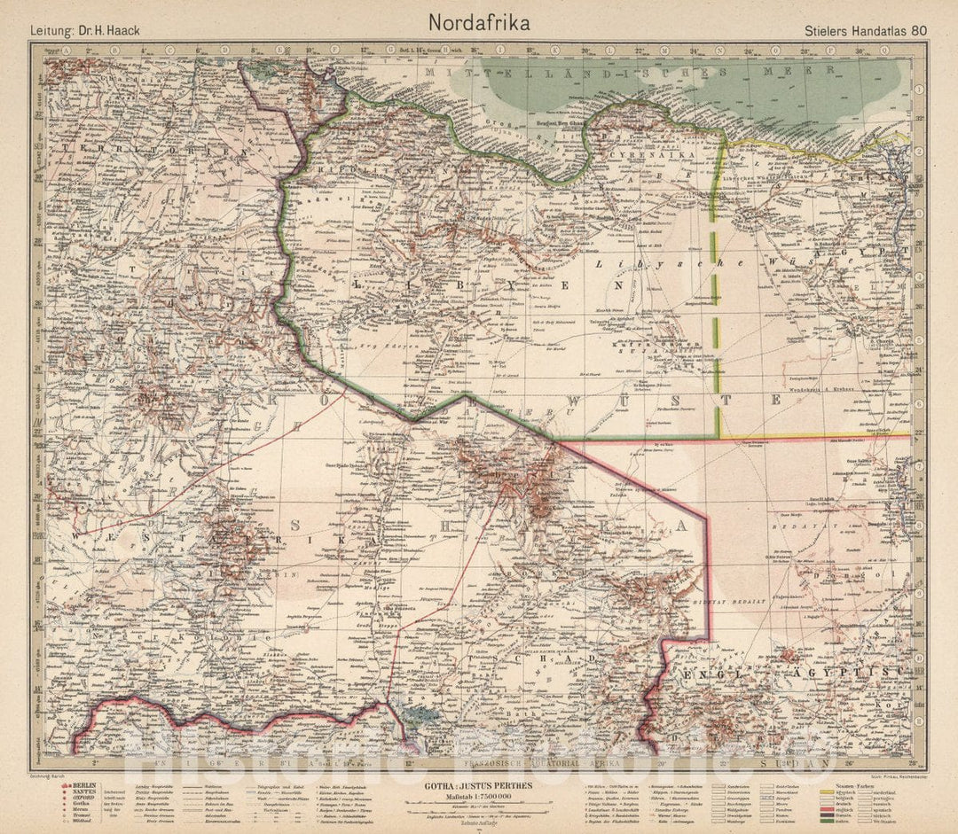 Historic Map : 80. Nordafrika. North Africa, 1925 Atlas - Vintage Wall Art