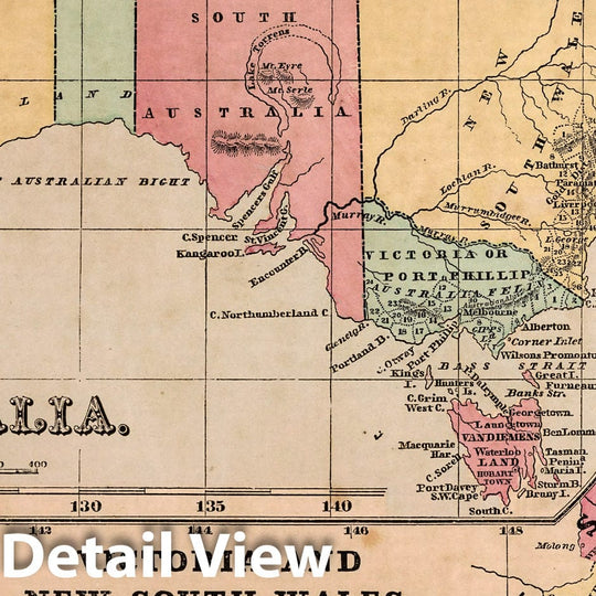 Historic Map : Australia, Victoria, and New South Wales, 1856 Atlas - Vintage Wall Art