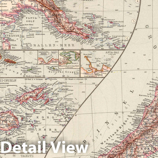 Historic Map : New Zealand, Hawaii, 91. Sudsee - Inseln. Pacific Islands, 1925 Atlas , Vintage Wall Art