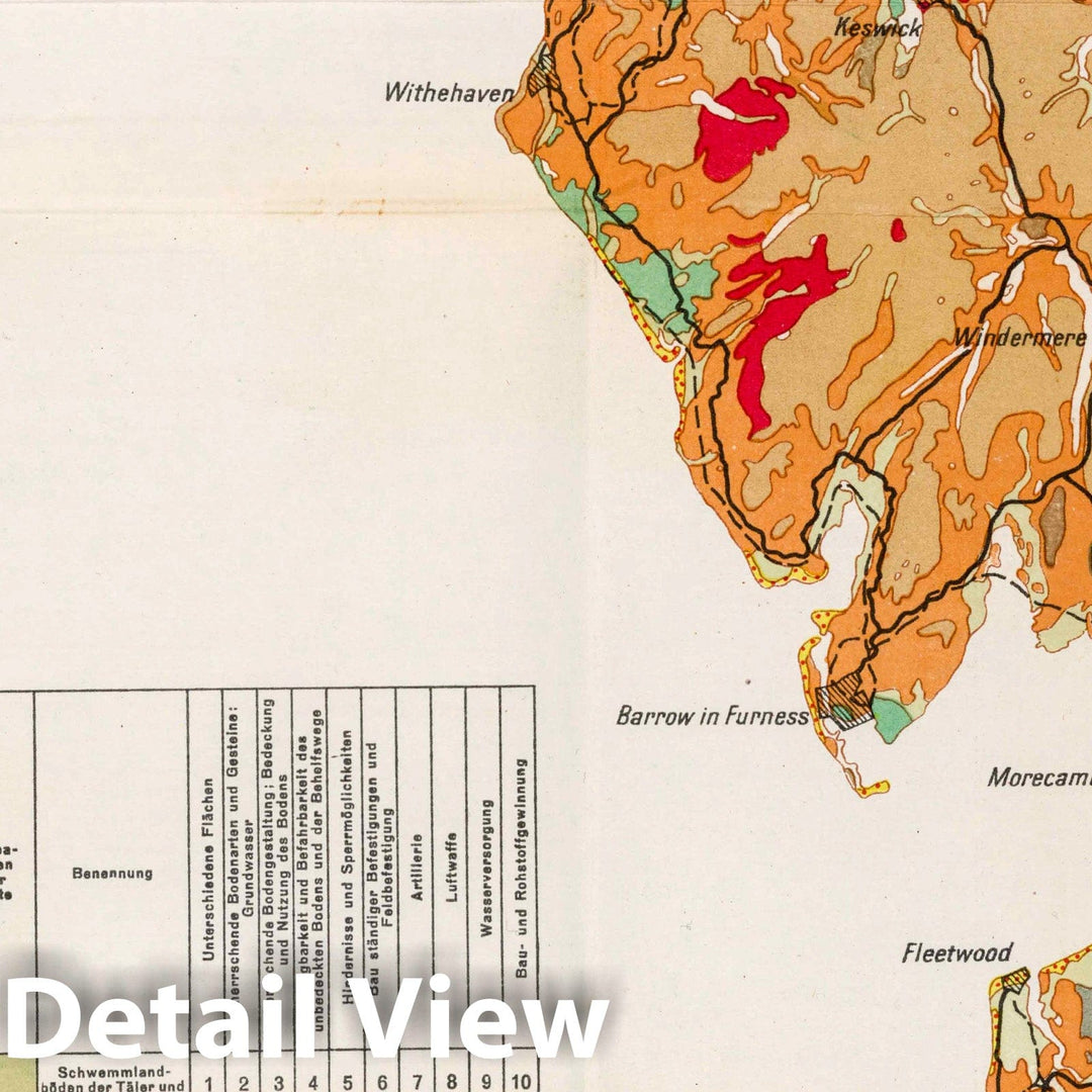 Historic Map : Geological Map of NW England and SW Scottish Coasts (Great Ormes Head to Rinns of Galloway), 1941 Military Atlas - Vintage Wall Art