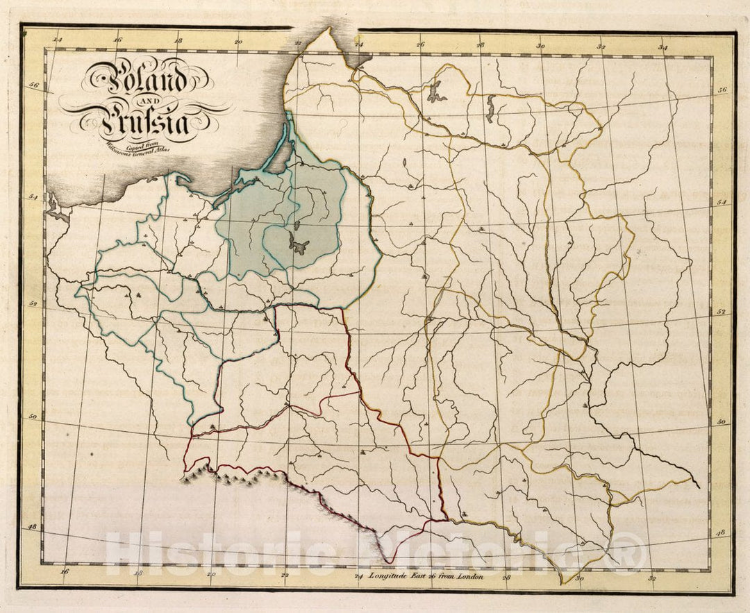 Historic Wall Map : Poland and Prussia. Practical Geography; In A Series of Exercises, Illustrative Of The Geography, 1815 Atlas - Vintage Wall Art