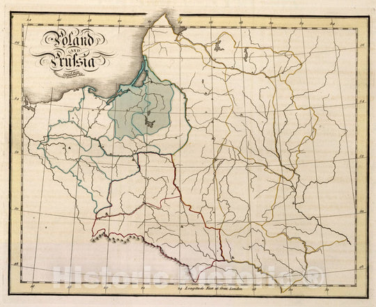 Historic Wall Map : Poland and Prussia. Practical Geography; In A Series of Exercises, Illustrative Of The Geography, 1815 Atlas - Vintage Wall Art