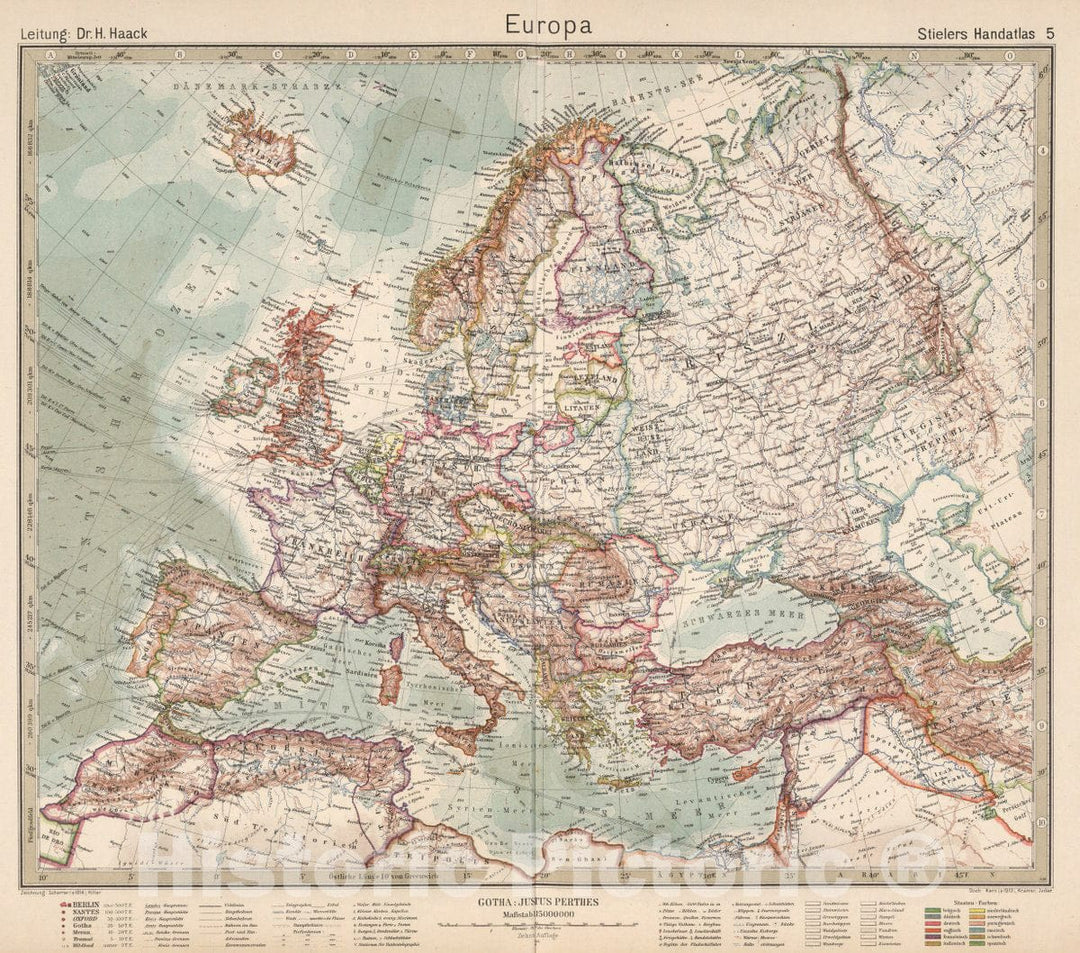 Historic Map : 5. Europa. Europe, 1925 Atlas - Vintage Wall Art