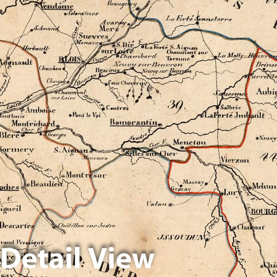 Historic Map : France, V.1:1-5: I: Frankreich. DEP: 38. Der Indre und Loire. 39. Des Loire und Cher. 44. Des Cher, 1825 Atlas , Vintage Wall Art