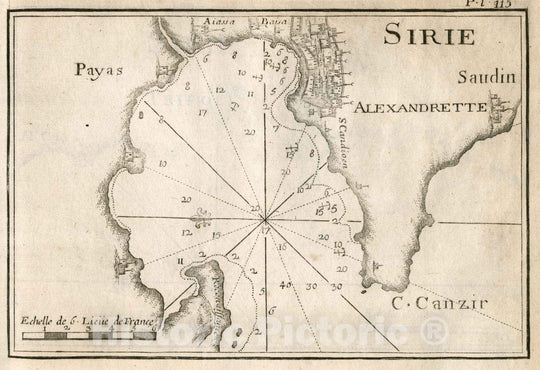 Historic Map : Alexandrette (Turkey), Pl. 115. Iskenerun or Scanderoon, Turkey, 1764 Chart , Vintage Wall Art