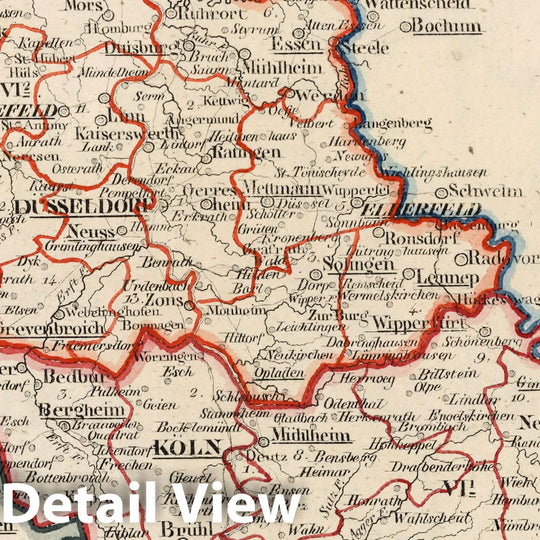 Historic Map : Prussia , Germany, V.2:6-10:X. Preussen. VI. Prov: Julich=Kleve=Berg. Reg: Bez: 1. Koln. & 2. Dusseldorf , Vintage Wall Art